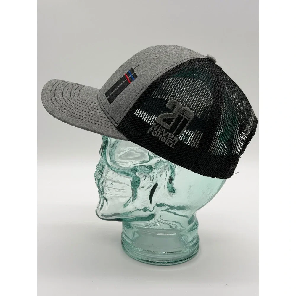Twin Towers 20 Year Anniversary Patch Trucker Hat Cap Gray Black Snapback Mesh